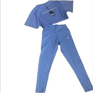 Ryderwear Set Wild High Waisted Legging and Crop Top  Blue Leopard Size Medium